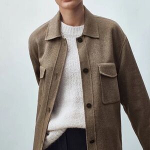 Massimo Dutti Handcrafted wool overshirt with pockets.